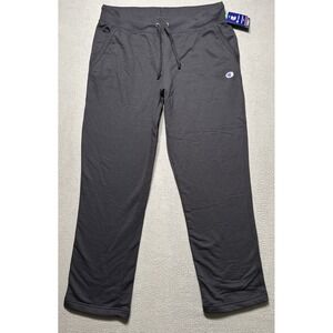 Champion Fleece Open Bottom Sweat Pants Womens Sz XL 34x31 Black Athletic Sports
